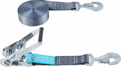 Sjorband 8 m x 50 mm - 43000 kg - Met Spanratel en Karabijnhaak - Ladingbeveiliging