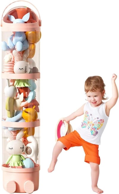 Pluche opbergbuis - Speelgoedemmer - Speelgoed organiseren - Meerlaags ontwerp - 162 cm hoog - Roze