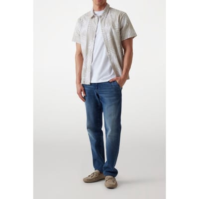 GUESS  Eco Ss Slub Textured Pal Textured Palm Prosec Maat: S | Casual Overhemden Outlet | Heren | Beige