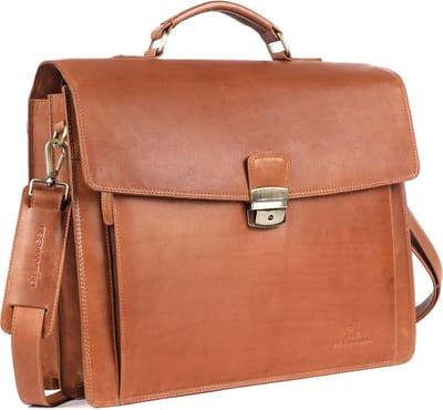 DE LAMASSU® (Axel) Leren Aktetas 17 Inch – Trolleyband – Luxe Business Laptoptas Unisex – Geschenkverpakking