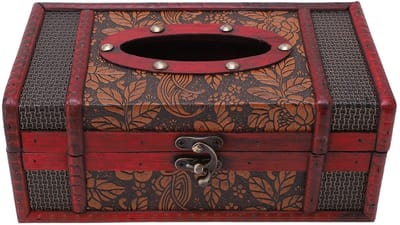 JHUBERS- Tissue Doos Vintage Stijl - Houten Houder - Decoratieve Zakdoekjeshouder - Antieke Uitstraling - Rechthoekig - Handgeverfd Design