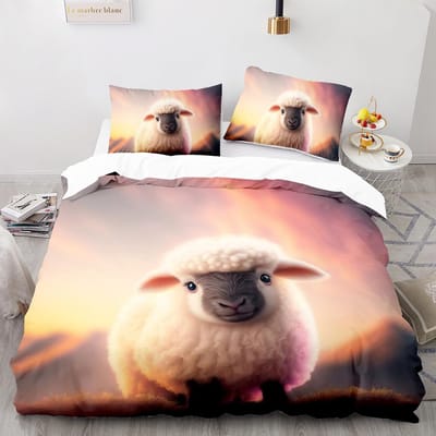 Blue Sky Alpaca Beddengoed Set Jongens Meisjes Dekbedovertrek met 1 Kussensloop 75x50cm, Tiener en Kinder Beddengoed set voor Alle Seizoenen 135x200cm
