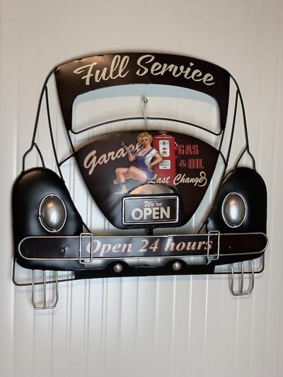Metalen Vintage wandbord kever Full service