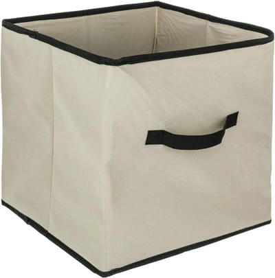 5Five Opbergmand/kastmandje - Beige - 31 x 31 x 31 cm - 29 liter - Vakkenkast manden - Stof met versterkte bodem - Opvouwbaar