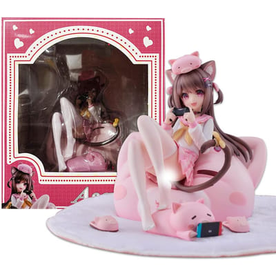 26CM Anime Asaki Figuur Virtuele Anker Varkensprinses Is de bestelling een konijn? Zittend Model Speelgoed Cadeau Collectie Actiefiguur PVC With box pink
