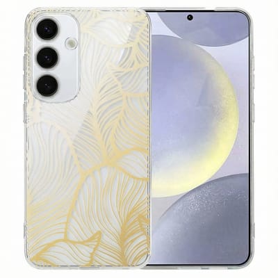 imoshion Hoesje - Geschikt voor Samsung Galaxy S25 Plus - Design hoesje verpakking - Golden Leaves Transparant