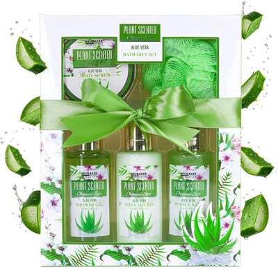 BRUBAKER Cosmetics Bad- en Doucheset Aloe Vera - Cadeautip Vrouw - Cadeau Idee - 5-delige Cadeauset - Cadeau - Moederdag Cadeautje