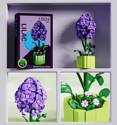 Bouwbloem 3D Decoratie – Creatieve Sering met vaas van Bouwstenen – Uniek Cadeau voor Kinderen & Volwassenen
