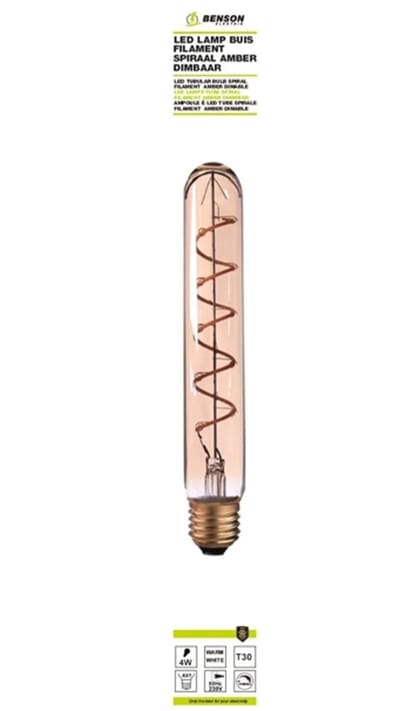 Benson Retro LED - filamentbuis - warm wit - dimbaar - 22,5 cm - 4W - E27 - koperkleurig glas