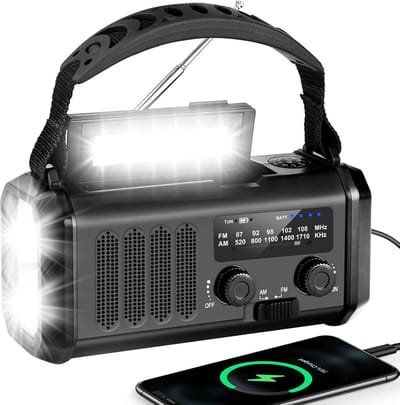 Noodradio Solar Opwindbaar - Noodpakket voor Thuis - Noodrantsoen - Oplaadbaar