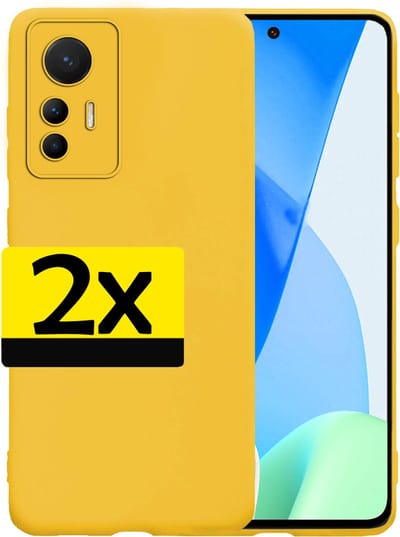 Hoesje - 2 Stuks - Geschikt voor Xiaomi 12 Lite - Sterk & Shockproof - Case Siliconen - Back Cover - Telefoon Hoes - Telefoonhoesjes - Geel