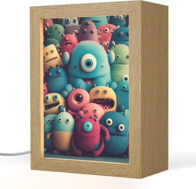 Nachtlampje 15x20 cm - Kinder lampje - Kids - Monster - Regenboog - Design - Meiden - Jongens - Tafellamp kinderkamer - Slaapkamer lamp - Bedlamp kinderen - Kinderlampje stopcontact - Wandlamp babykamer - Nachtlampjes