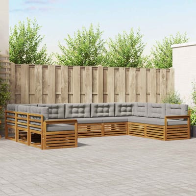 vidaXL - Buiten - bank - set - 9 - st - Natuurlijk - en - Licht - Grijs