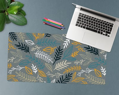 Coloray Bureau Onderlegger - Bladeren en twijgen Bureau Onderlegger Groot - 90 cm x 45 cm - Veelkleurig Bureau Onderlegger - Bureau Onderlegger XXL - Computer Mat - Bureau Pad - Bureau Mat