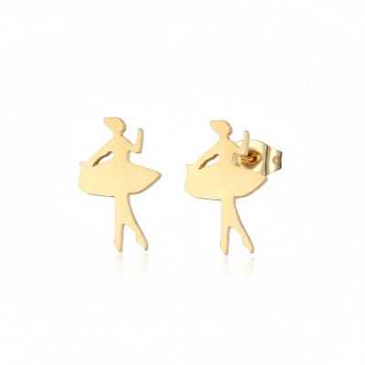 Aramat Jewels | Oorbellen | Danseres Oorbellen – Goudkleurig Staal 10x6mm | | | |6mm | Staal | Kinderen, Volwassenen | Verkleurd niet