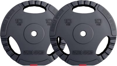 Gorilla Sports Halterschijven set 2 x 10 kg - Gewichten - Kunststof - 30 mm