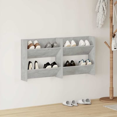 vidaXL - Wandschoenenkasten - 2 - st - 60x18x60 - cm - spaanplaat - betongrijs