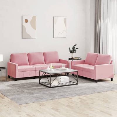 vidaXL - 2-delige - Loungeset - met - kussens - fluweel - roze