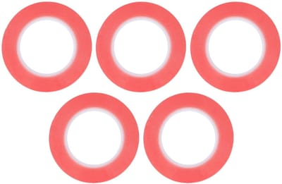 Dailygoods- Dubbelzijdige Tape Sterke Hechting - 5 Rollen - Rood - PET Materiaal - Waterafstotend - Voor Ambachten/Cadeaupapier - Plakband
