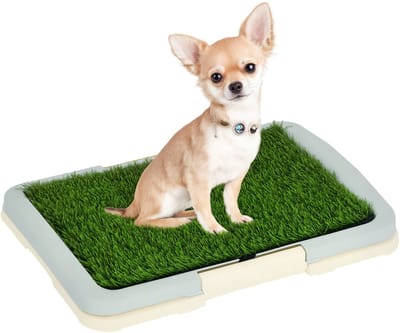 2-in-1 puppytrainingsmat, hondentoilet, puppytoilet met kunstgras, hondentoilet voor thuis, hondentoilet voor thuis, ideale plek om je hond te trainen, zowel binnen als buiten