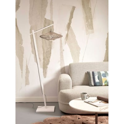 GOOD&MOJO Vloerlamp Zanzibar - Bamboe/ Rotan Wit - 63x40x150cm - Modern - Staande lampen voor Woonkamer - Slaapkamer