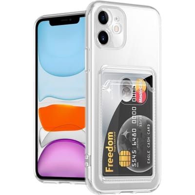 Ceezs telefoonhoesje geschikt voor Apple iPhone 11 transparant hoesje met pasjeshouder - ruimte voor pasjes