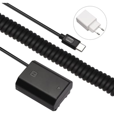 Andoer Type C NP-FZ100 Dummy Batterij DC Koppelstuk 20W PD Adapter Vervanging voor Sony Alpha A7S III EU Plug zwart