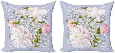 ABAKUHAUS Bloemen Kussenhoes-Set 40x40 – Dubbelzijdig bedrukt, Rits, Multicolor