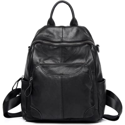 Rugzak Damesleer Damestas Mode Vintage Koeienhuid Damesrugzak Schooltas zwart