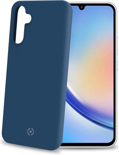 Celly Cromo Siliconen hoesje - Geschikt voor Samsung Galaxy A34 - TPU Back Cover - Microfiber - Blauw