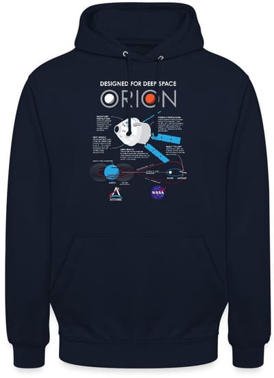 NASA Ontwerpkenmerken van het Orion-ruimtevaartuig Hoodie Unisex