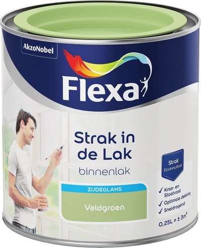 Flexa Strak in de Lak - Watergedragen - Zijdeglans - veldgroen - 0,25 liter