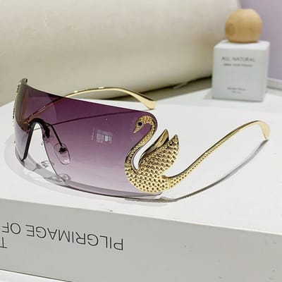 Nieuwe Stijlvolle Randloze Oversized Zonnebril Voor Dames Premium Casual Zonlicht Bril Trendy Groot Vormgegeven Montuur Vision Wear UV400