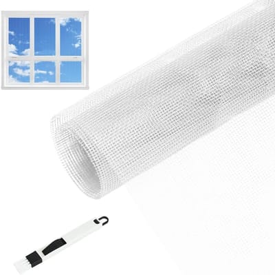 SnelShoppen - Vliegenscherm 120 x 250 cm met Schoonmaakborstel, Insectenbescherming voor Raam, Dakraam, Balkon, Wit, Verstelbaar en Effectief