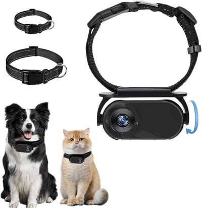 Hondenhalsband met Camera, 1080P HD Tracker, Mini Actiecamera voor Video-opnames, Geschikt voor Binnen en Buiten, Dierenaccessoires voor Honden en Katten