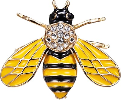 Fako Bijoux® - Broche - Bij - Bee - Kristal - 27x34 mm - Geel