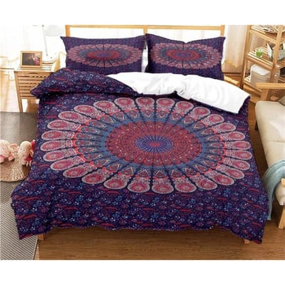 Bohemian Psychedelisch Mandala Patroon Dekbedovertrek Set Beddengoed Voor Volwassenen Kind Bedset Dekbedovertrek Met 1 Dekbed 2 Kussensloop AU King(245x210cm)