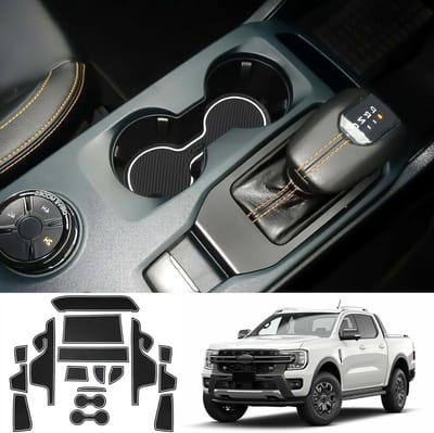 Anti-slip rubberen matten voor Ford Ranger T9 2023, 2024 - Console, deur en bekerhouder bescherming, waterdicht en duurzaam