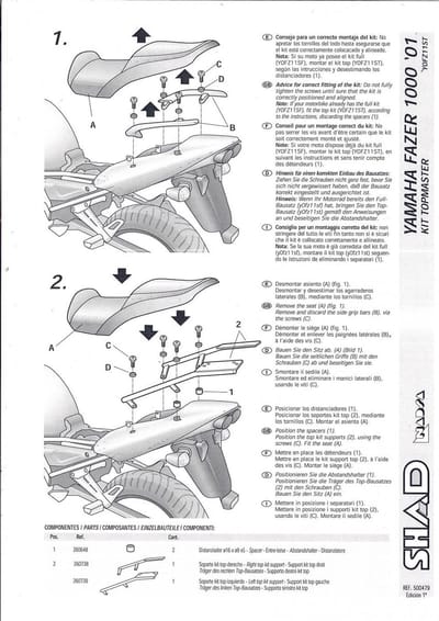 Kit TOP MASTER Support de top case Shad pour moto Yamaha 1000 FZ1 Fazer Y0FZ11ST