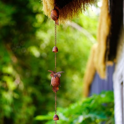 Regenketting - Waterafvoer - Decoratieve Tuin - Uil Ontwerp - 23 meter - Brons