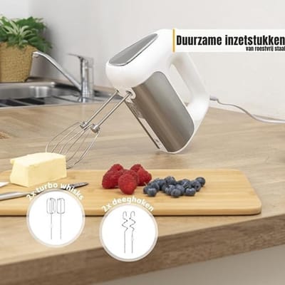 Aurixi® Mixer met Mengkom - Keukenmachine - Mixer - 6 Liter Mengkom - wit- ‎31cm x 21cm x 36cm; 1.9 kg