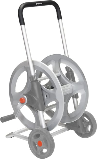 Bradas Silver Pro slanghaspelwagen – Voor 1/2" 70 m slang – Met accessoires – Metaal – Verplaatsbaar – Incl. spuitmond en koppelingen