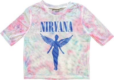 Nirvana - Angelic Blue Mono Crop top - XS - Wit/Roze