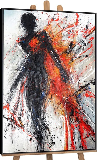 Canvas schilderij handgeschilderd burning grace abstract – YS-Art Gallery – Luxe wanddecoratie voor woonkamer – Modern schilderij voor slaapkamer en hal