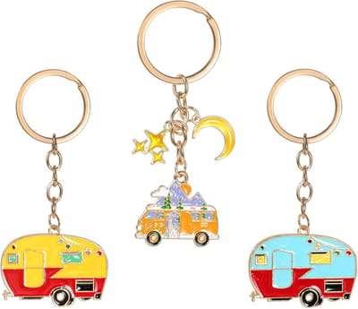 Thijox - 3 Stuks Camper Sleutelhanger Set - Gepersonaliseerde Sleutelhangers Voor RV, Camping, Rugzakken, Portemonnees, Perfecte Geschenken Voor Verja