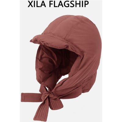 Chapeau chaud d'hiver en duvet pour femme Écharpe intégrée Coupe-vent Épaissi Protection des oreilles Lanières Cyclisme Ski Chapeau Lei Feng Version coréenne average size brown