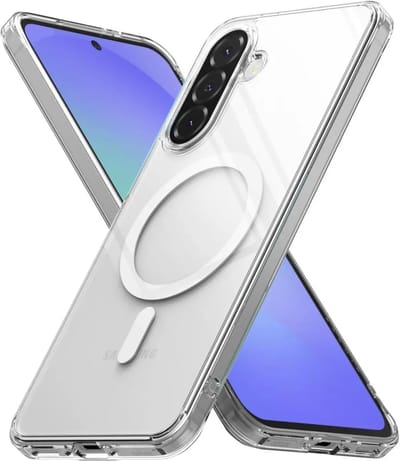 Ringke Fusion Magnetic | Hoesje Geschikt voor Samsung Galaxy A56 / A36 | Compatibel met MagSafe / Qi2 | Back Cover met Militaire Standaard | Transparant