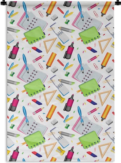 Wandkleed - Wanddoek - Patroon - School - Potlood - 120x180 cm - Wandtapijt