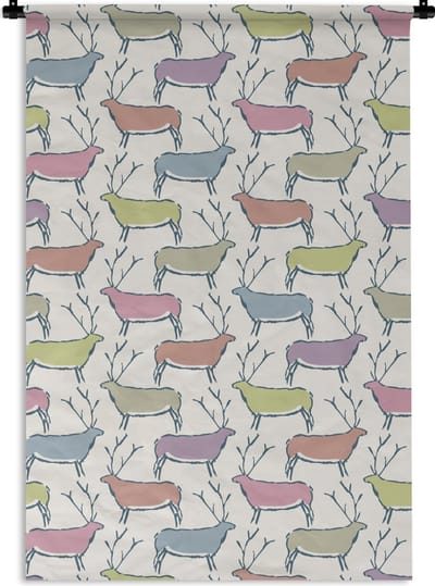 Wandkleed - Wanddoek - Patronen - Hert - Beige - 60x90 cm - Wandtapijt