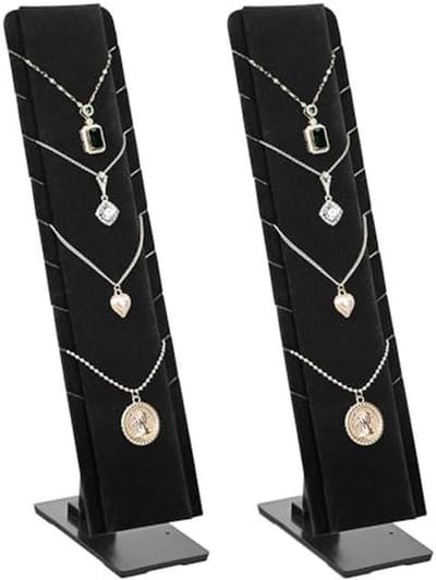 Zwarte Fluwelen Meerdere Hanger Necklace Display Set - 2 Stuks